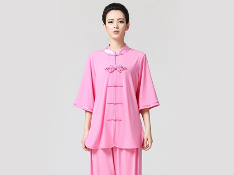 Tai Chi Clothing Half-sleeve Casual Style Peach Blow